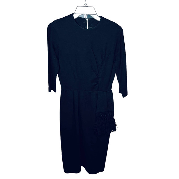 Vintage Elinor Porter Black Elbow Sleeve Dress S - Picture 1 of 7